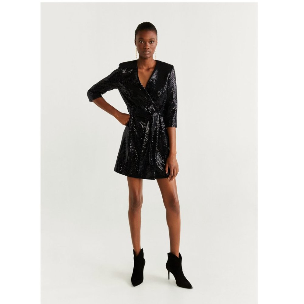 NWT Mango Sequin Wrap Dress